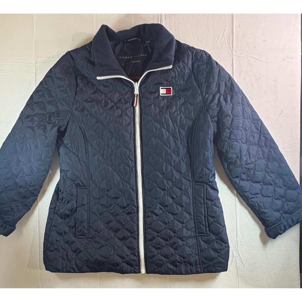 Tommy Hilfiger Womens Navy Blue Quilted 3-in-1 All Weather System Jacket Large